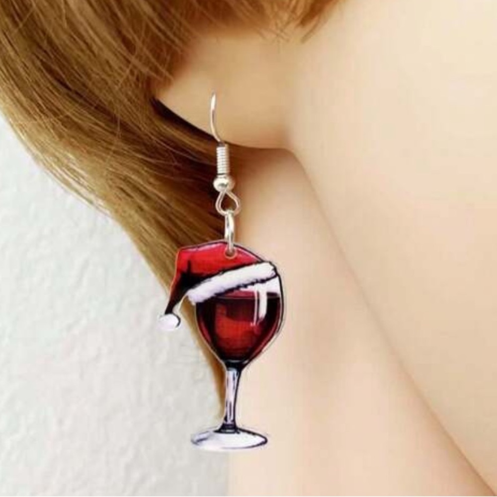 New holiday wine glass shaped earrings